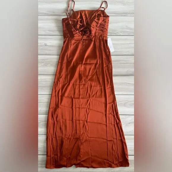 AZAZIE Desi Sheath Halter Corset Stretch Satin Dress Orange Size 12 NWT - Picture 6 of 11